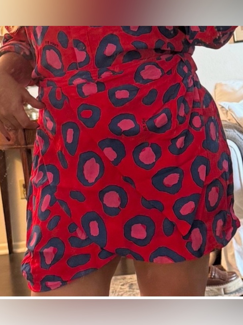 FARM Rio- Red Leopard Print Mini Skirt - Women's Stylish A-Line